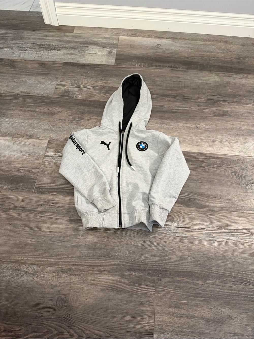 Puma Light Gray BMW Motorsport Hoodie with Black Trim